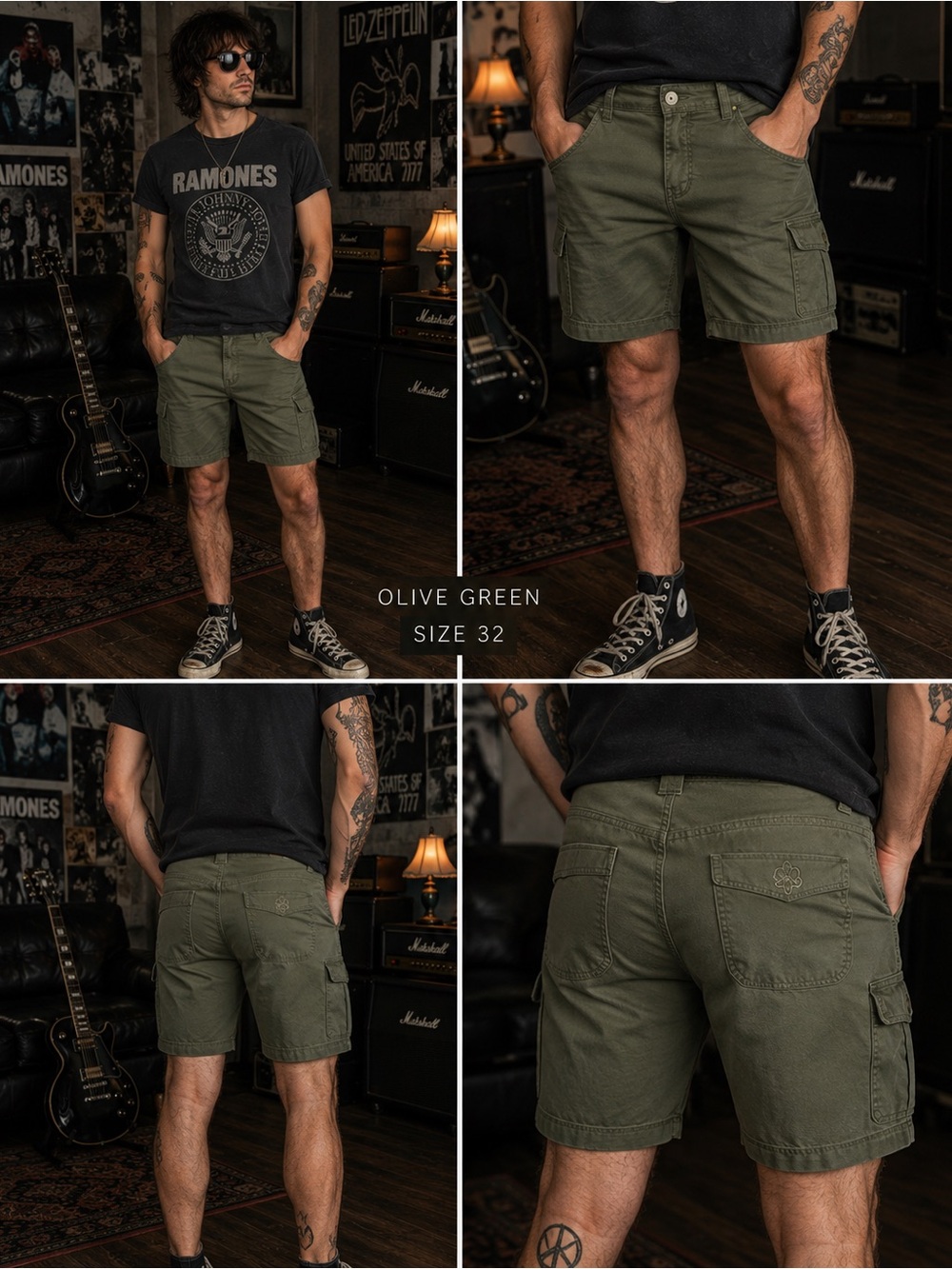 Olive Green Men's Cargo Shorts - Rugged Everyday Utility Boy Scouts